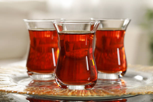 istock Glasses with traditional Turkish tea on table indoors, closeup 1808055437