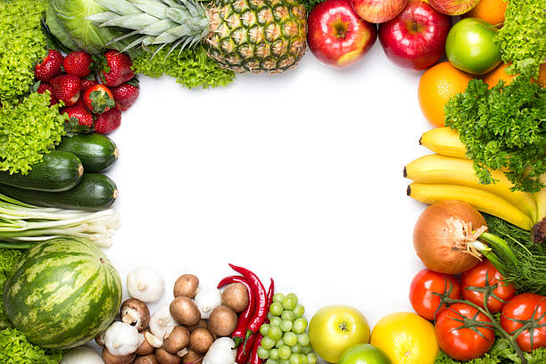 istock Frame of fresh fruits and vegetables 180806463