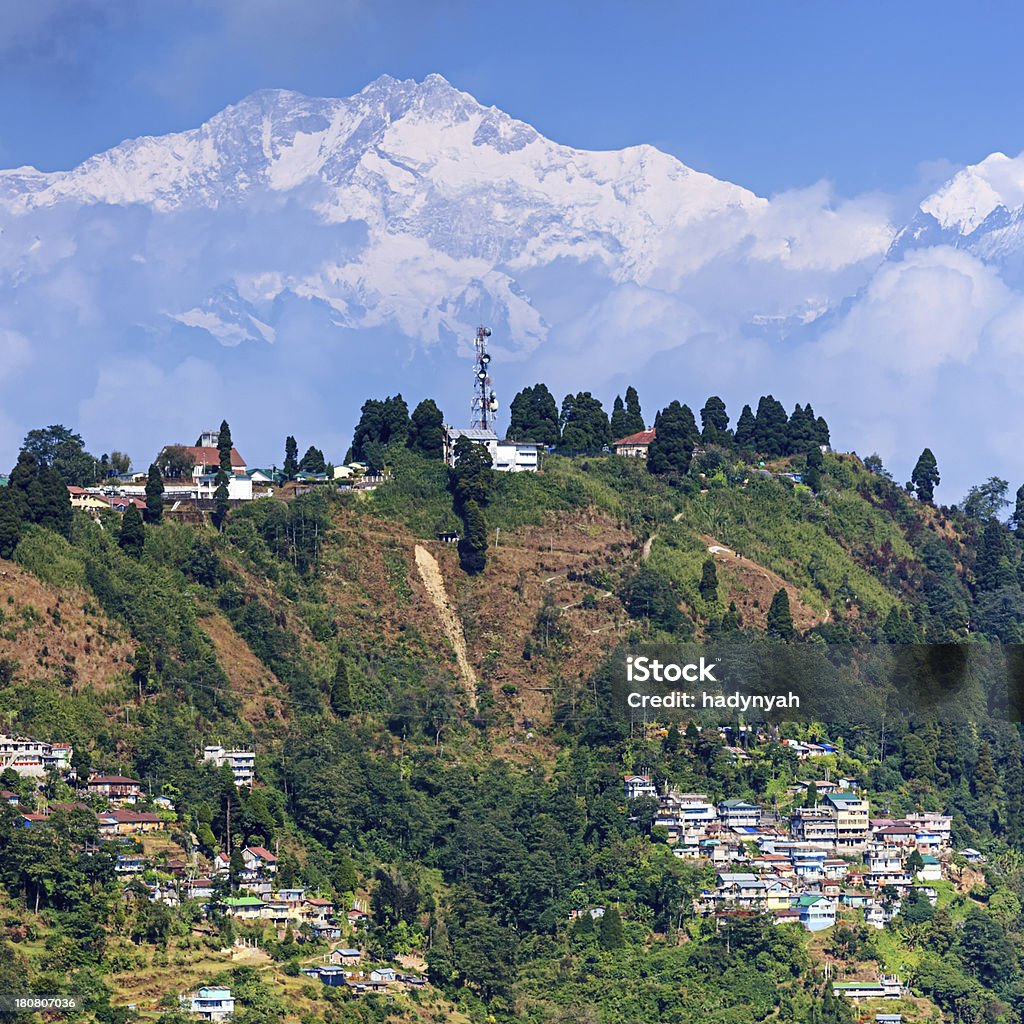 Panoramiczny widok na mount Kanchengjunga Darjeeling, w tle - Zbiór zdjęć royalty-free (Dardżyling)