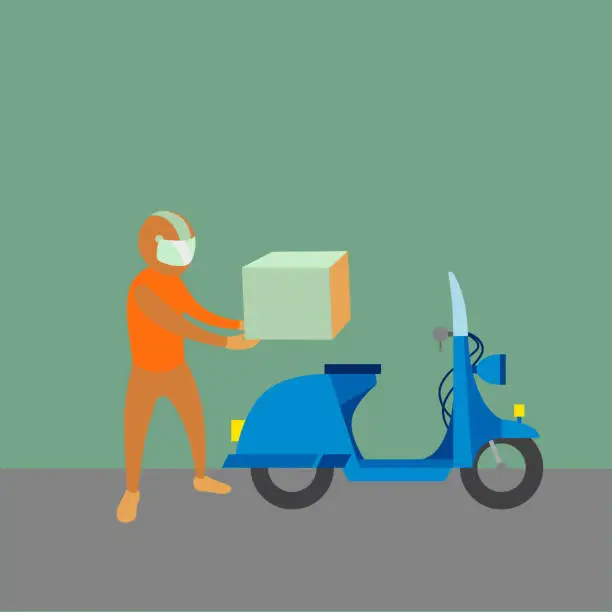 Vector illustration of Delivery with motorcycle