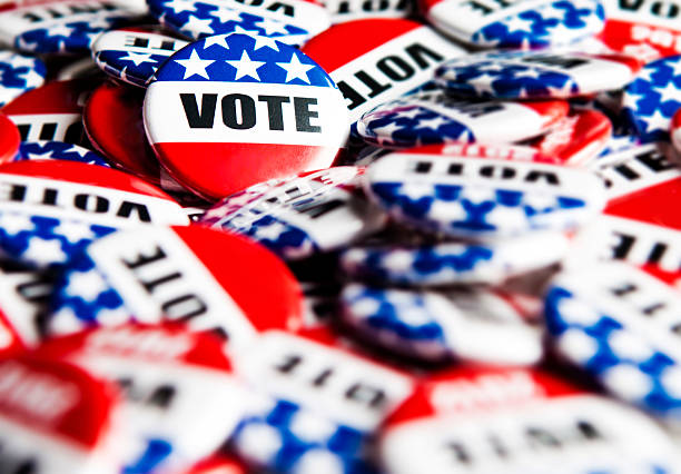 Election Vote Buttons Close up of Vote buttons. campaign button photos stock pictures, royalty-free photos & images