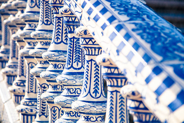 design-details in sevilla - plaza de espana european culture sevilla seville stock-fotos und bilder