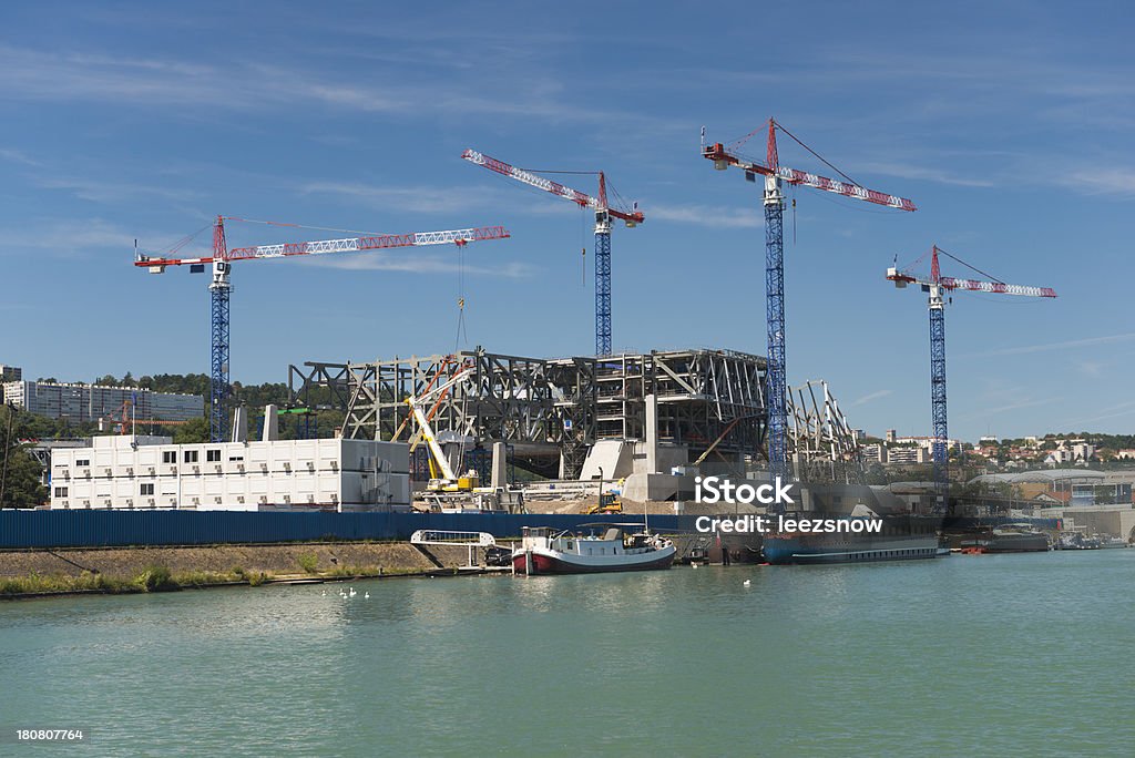 Construção ao longo do Rio Rhône - Royalty-free Rio Rhône Foto de stock