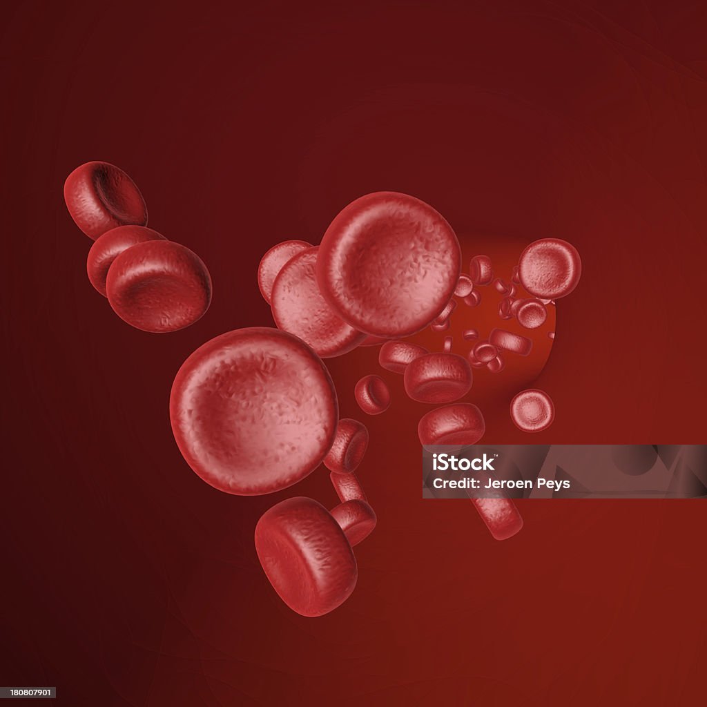 3 D roten Blutkörperchen fließen in eine Vene - Lizenzfrei Anatomie Stock-Foto