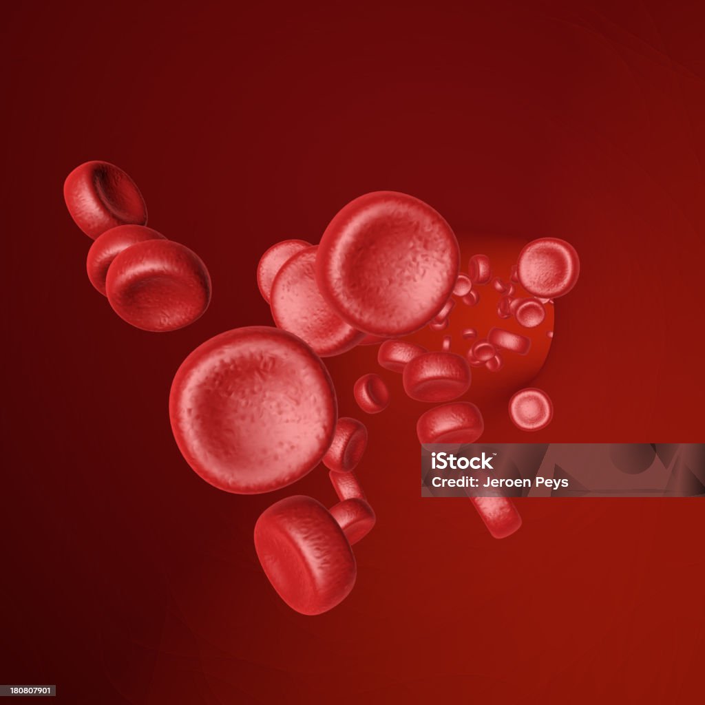 3 D globuli rossi, che scorre attraverso una vena - Foto stock royalty-free di Anatomia umana