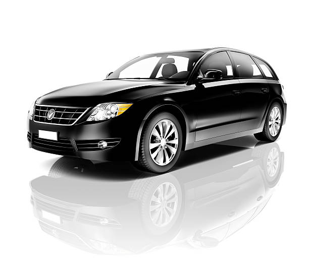 istock Black four door station wagon on a white background 180808216