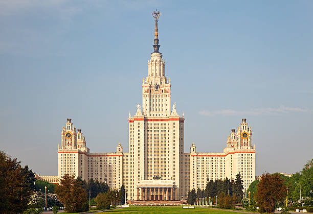 Moscow State University, Russia Lomonosov Moscow State University main building mikhail lomonosov stock pictures, royalty-free photos & images