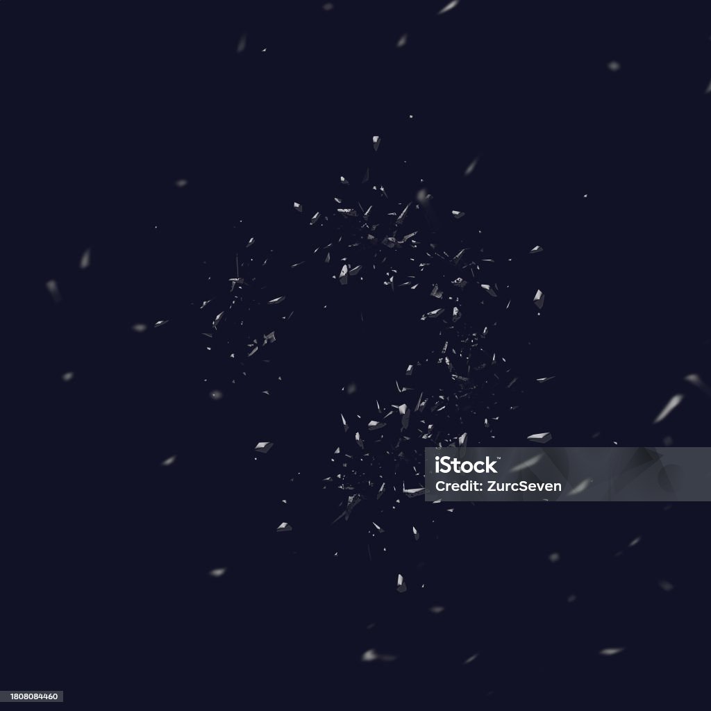 Scattered Glass Shatters Realistic Explosion Flying Sharp Particles ...