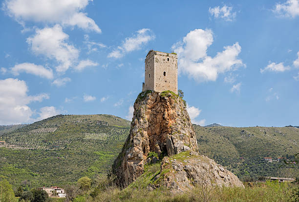 Medieval tower of  Monticchio-Sermoneta, Lazio Italy "Medieval tower of  Monticchio-Sermoneta province of Latina, Lazio Italy- OTHER photos from Lazio outside Rome:" sermoneta stock pictures, royalty-free photos & images