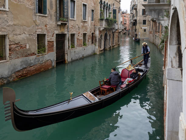 Gondola on Rio dei Barcaroli canal, Venice, Italy stock photo