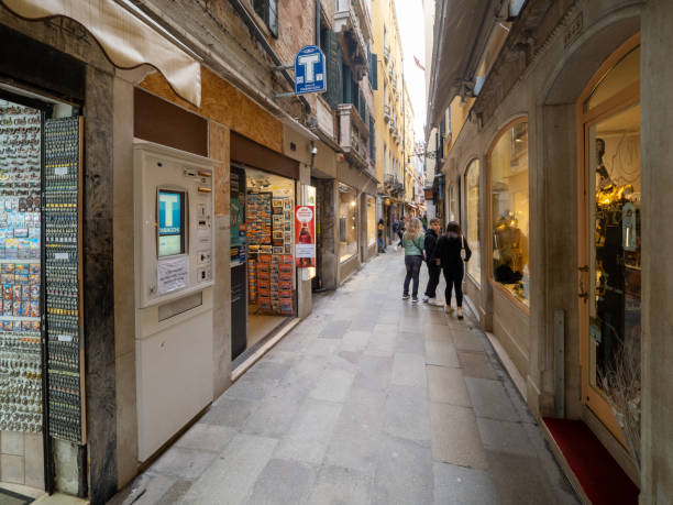 Calle Frezzaria street, Venice, Italy stock photo