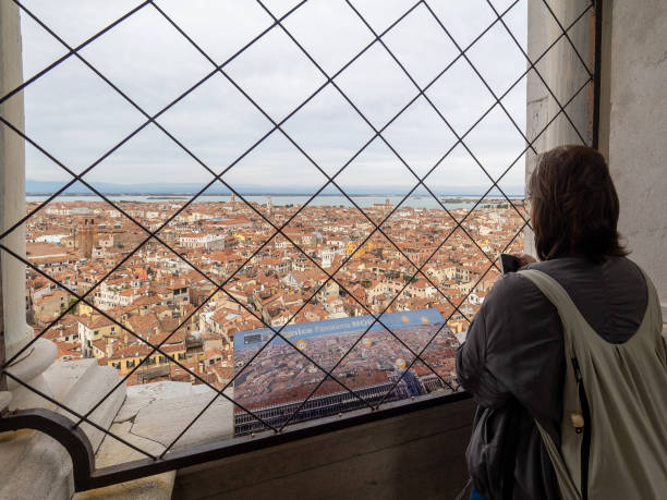 On top the Campanile tower, Venice, Italy stock photo