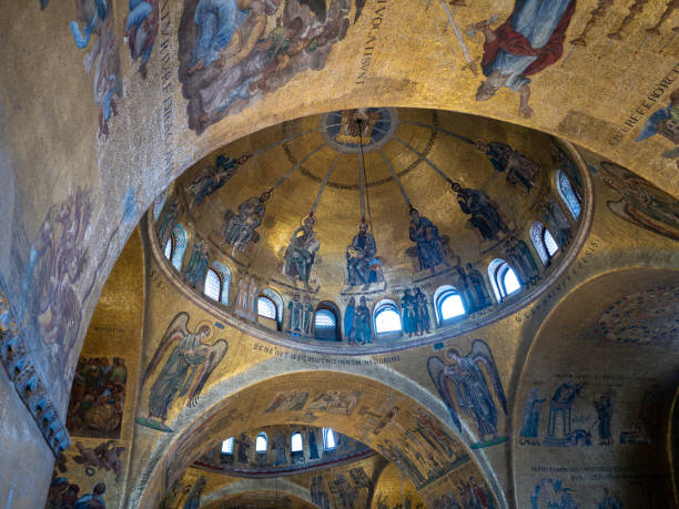 Mosaic dome of San Marco cathedral, Venice, Italy stock photo