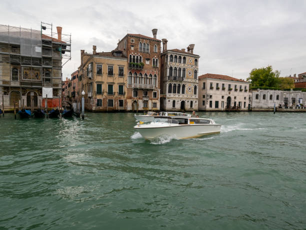 Water taxis on Canal Grande, Venice, Italy stock photo