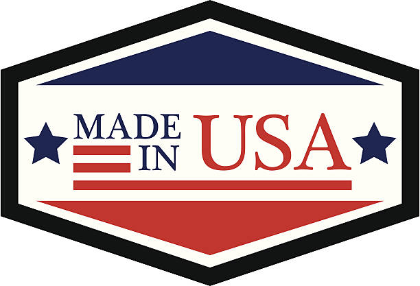 made in usa label - usa made in the usa industry striped stock-grafiken, -clipart, -cartoons und -symbole