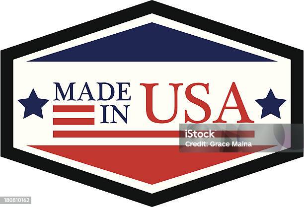 Vermelho Branco E Azul Feito Nos Eua Rótulo Definido Em Preto - Arte vetorial de stock e mais imagens de Made in the USA - Frase americana