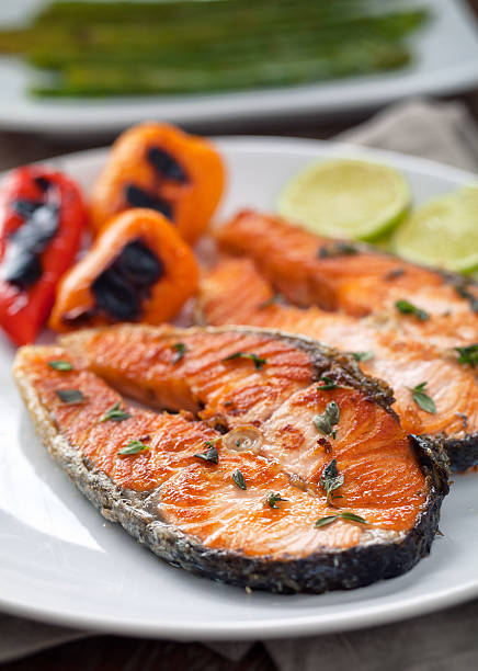 Fillet of salmon with mixed vegetables
