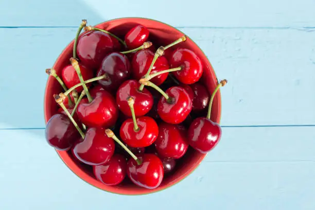 Photo of Bowl of cherries on a table