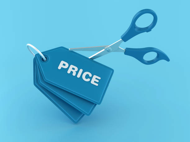 Price Shopping Tag with Scissors stock photo