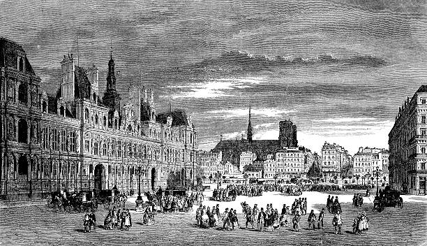 istock Antique illustration of Hotel de Ville, Paris 180811670