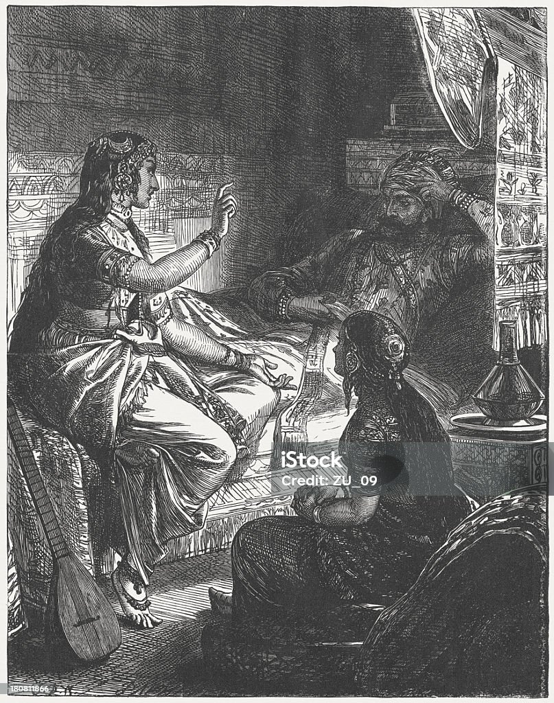 Scheherazade erzählt Ihrer ersten Märchen, Pass für den 1864 - Lizenzfrei Geschichtenerzähler Stock-Illustration