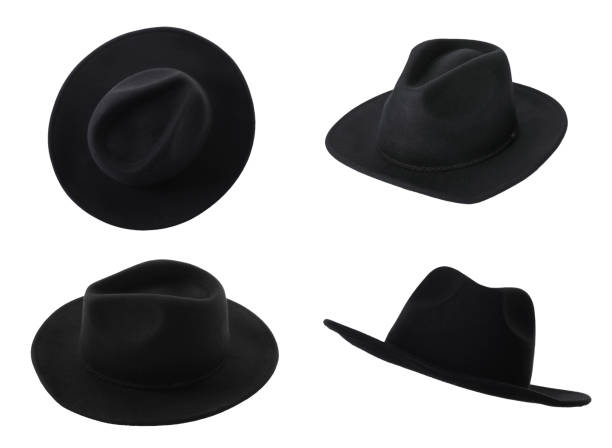 istock Set with stylish black hats on white background 1808120913