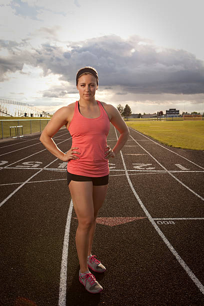 istock Athletic female on a track 180812407