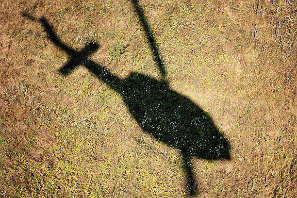 Helicopter's shadow stock photo