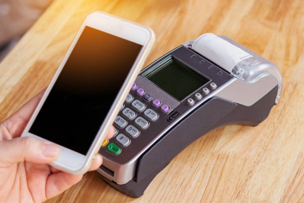 istock Contactless payment by smartphone. Payment with NFC technology 1808130204