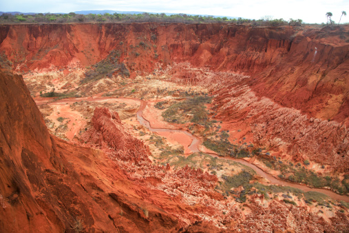 View over the Red Tsingy rock formation in Madagascar.