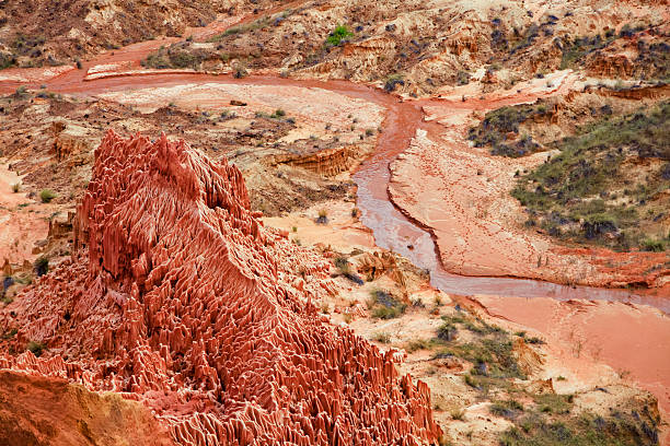 River Running through The Red Tsingy in Madagascar. stock photo