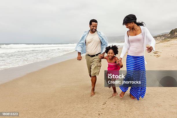 Family of Three Walking on The Beach