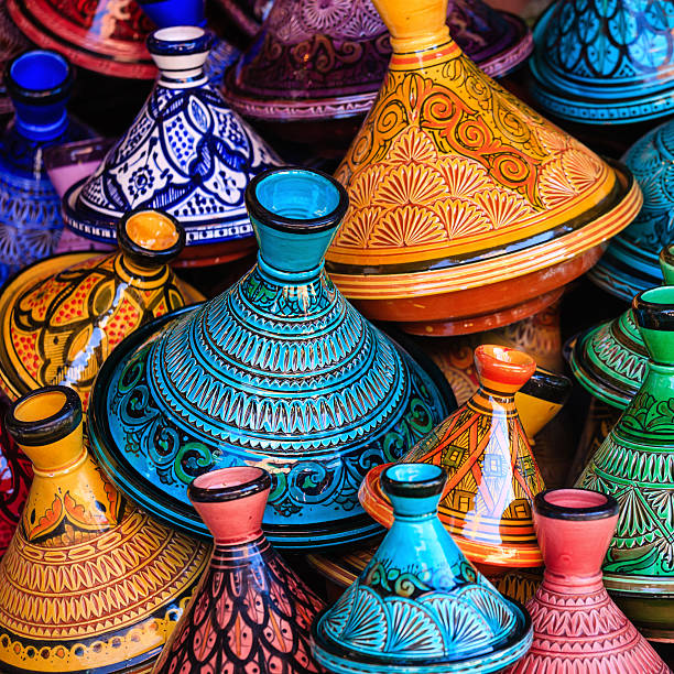 istock Colorful Moroccan tajine pots at a souk in Marrakech 180813490