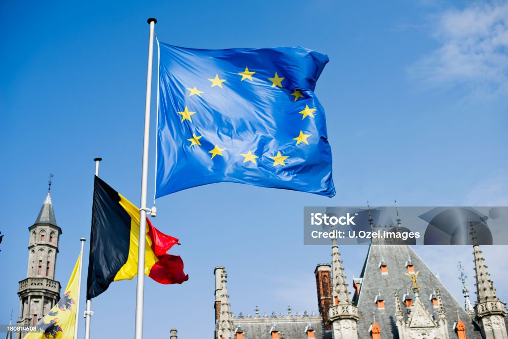 유럽 연합 및 벨기에 주 포석 - 로열티 프리 0명 스톡 사진