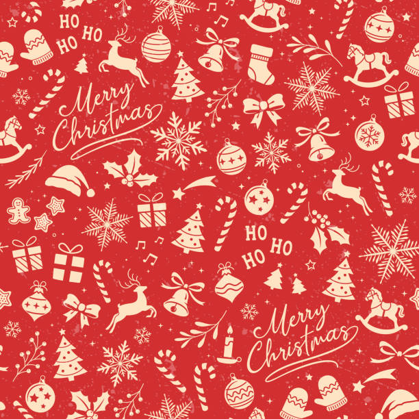 istock Christmas red seamless pattern in vintage style suitable for packaging design and wallpaper 1808146980