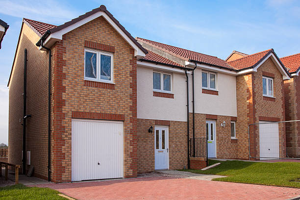 Newly finished semi detached housing. stock photo