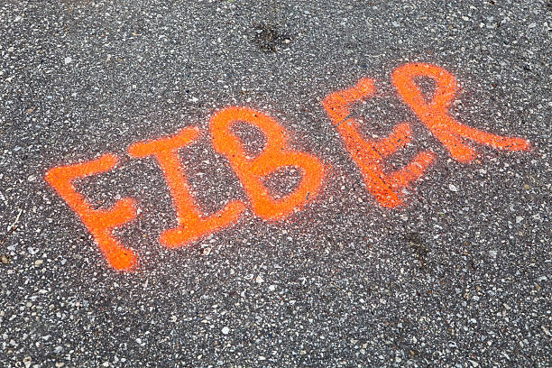 istock Orange Fiber Optic Warning Text Painted on Street 180816034