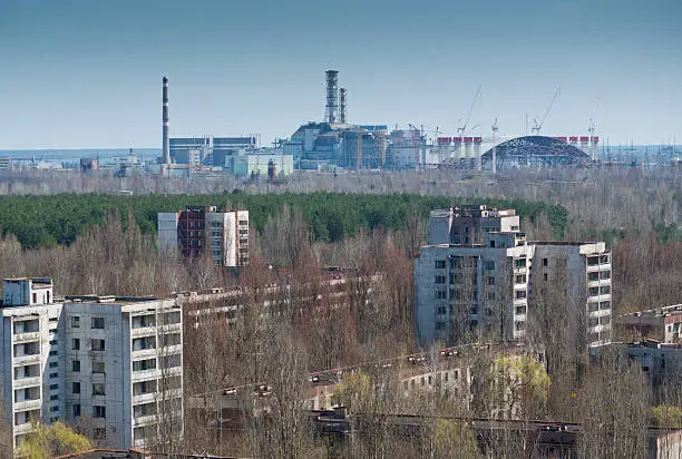 General view of Chernobyl nuclear power plant.