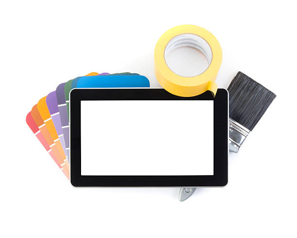 pintura & tablet digital - home decorator house painter color swatch paint imagens e fotografias de stock