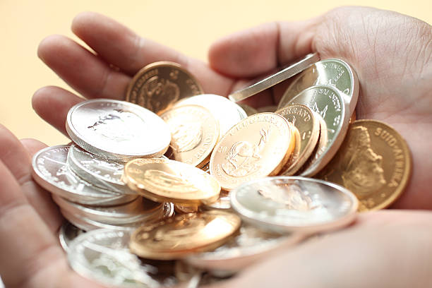 Handful of Gold and Silver Coins