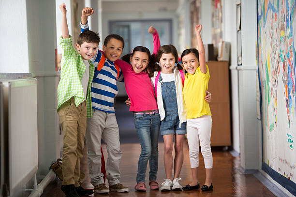 Schoolchildren in Hallway