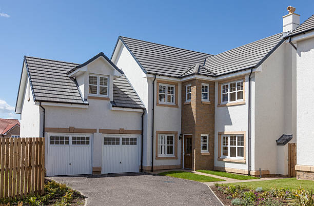 Newly built detached house. stock photo
