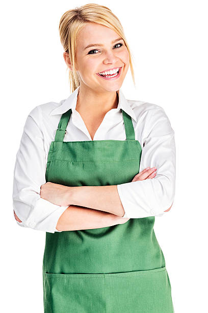 istock Cheerful Young Grocer on White 180817163