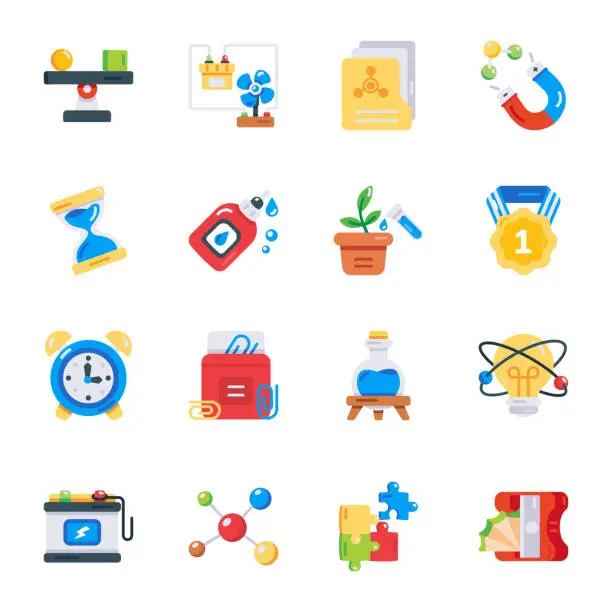 Vector illustration of Modern Pack of Education Flat Icons