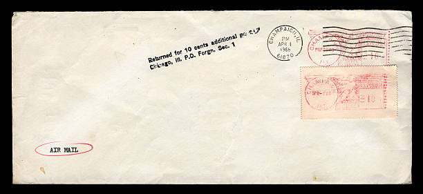 istock Underpaid envelope from Champaign, Illinois, USA, 1968 180818268