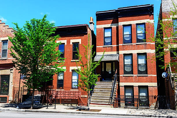 Victorian Houses in Little Italy, Chicago stock photo