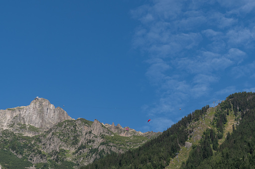 Le Brevent peak is a popular spot for wingsuit flying down into the Valley of Chamonix.