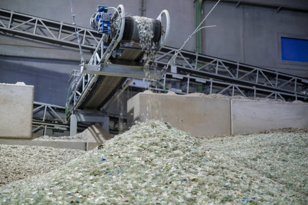 istock A belt transports crushed glass material ready for recycling 1808191353