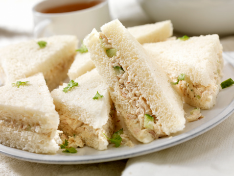 Tuna Fish Tea Sandwiches with cucumber and Fresh Herbs- Photographed on Hasselblad H3D2-39mb Camera