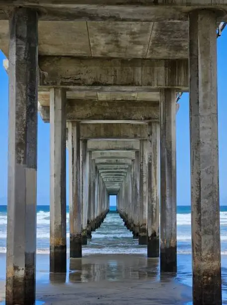 Ellen Browning Scripps Memorial Pier is one of the largest active research piers in the world. Originally built in 1916 and reconstructed in the late 1980s, the pier is used for a variety of experiments and has provided for some of the longest-running ocean observations in the world.
